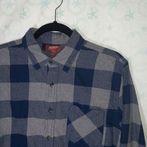 Arizona Womens Button Up Shirt in Blue/Grey Size M
